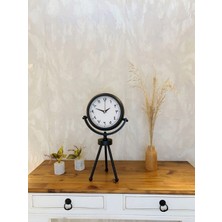 Mey Ithalat® Siyah Metal Mini Tripod Farsça Masa Saati 45×26 cm