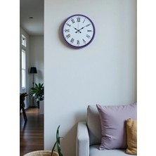Mey Ithalat® 36 cm Mor Roma Rakamlı Dekoratif Duvar Saati