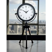 Mey Ithalat® Prime Black Zarif Üç Ayaklı Metal Masa Saati