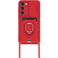 Mey Ithalat®  Samsung Galaxy S23 Plus Kılıf Zuma Kartvizitli Yüzüklü Silikon - Kırmızı