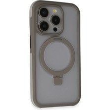 Mey Ithalat®  iPhone 15 Pro Max Zorda Airbag Magsafe Standlı Kapak - Titan Gri