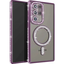 Mey Ithalat®  Samsung Galaxy S23 Ultra Joke Simli Magneticsafe Kılıf - Derin Mor