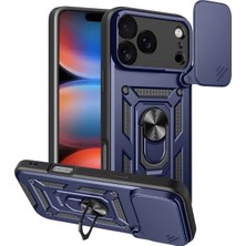 Mey Ithalat®  Apple iPhone 17 Pro Max Pars Lens Yüzüklü Silikon - Lacivert