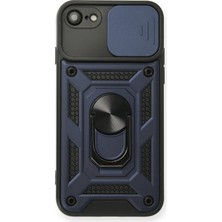 Mey Ithalat®  iPhone 7 Kılıf Pars Lens Yüzüklü Silikon - Lacivert