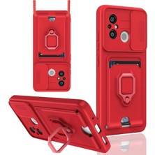 Mey Ithalat®  Xiaomi Redmi 12C Kılıf Zuma Kartvizitli Yüzüklü Silikon - Kırmızı