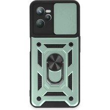 Mey Ithalat®  Realme C35 Kılıf Pars Lens Yüzüklü Silikon - Yeşil