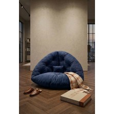 AVYNA Monza™ Premium Relax 2’si 1 Arada Yer Minderi & Armut Koltuk – Baby Face Kumaş, Ergonomik - Lacivert