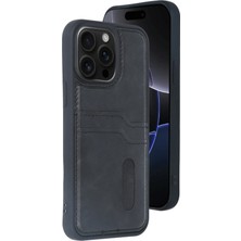 Mey Ithalat®  iPhone 14 Pro Max Kılıf Sara Kartvizitli Deri Kılıf - Siyah