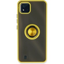 Mey Ithalat®  Realme C11 2021 Kılıf Montreal Yüzüklü Silikon Kapak - Sarı