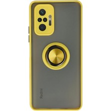 Mey Ithalat®  Xiaomi Redmi Note 10 Pro Kılıf Montreal Yüzüklü Silikon Kapak - Sarı