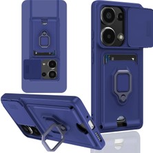 Mey Ithalat®  Xiaomi Redmi Note 13 Pro 4g Kılıf Zuma Kartvizitli Yüzüklü Silikon - Lacivert