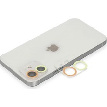 Mey Ithalat®  iPhone 12 Mini Renkli Kamera Lens Koruma Cam - Sarı-Turuncu