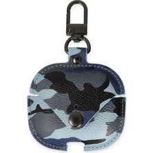 Mey Ithalat®  Airpods 3 (3.nesil) Çanta Kamuflaj Deri Kılıf - Mavi