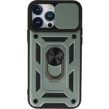 Mey Ithalat®  iPhone 13 Pro Kılıf Pars Lens Yüzüklü Silikon - Yeşil