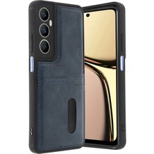 Mey Ithalat®  Realme C65 Sara Kartvizitli Deri Kılıf - Lacivert