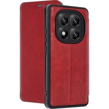 Mey Ithalat®  Xiaomi Redmi Note 14 Pro 5g Kılıf Flip Cover - Kırmızı