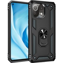 Mey Ithalat®  Xiaomi Mi 11 Lite Kılıf Sofya Yüzüklü Silikon Kapak - Siyah