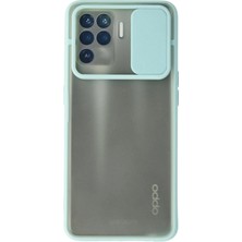 Mey Ithalat®   Reno 5 Lite Kılıf Palm Buzlu Kamera Sürgülü Silikon - Turkuaz