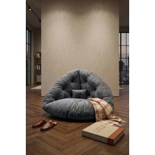 AVYNA Monza™ Premium Relax 2’si 1 Arada Yer Minderi & Armut Koltuk – Baby Face Kumaş, Ergonomik - Füme