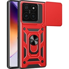 Mey Ithalat®  Xiaomi Mi 14T Pro Kılıf Pars Lens Yüzüklü Silikon - Kırmızı