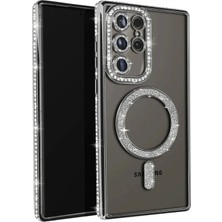 Mey Ithalat®  Samsung Galaxy S25 Ultra Kılıf Joke Simli Magneticsafe Kılıf - Siyah