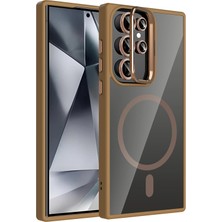 Mey Ithalat®  Samsung Galaxy S25 Ultra Remim Lensli Magsafe Standlı Kapak - Kahverengi