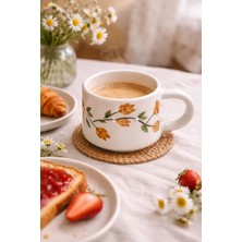 Botanik Çiçek Desenli Seramik Kupa Bardak Mug 200ML