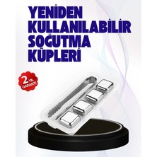 Esranın Dünyası Mey Ithalat® Paslanmaz Çelikten Üretilmiş Metal Buz Küpü Seti ve Buz Klipsi