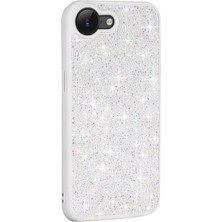 Rengareng iPhone 17E Kılıf Parlak Taşlı Tasarım Zore Pırlanta Kapak - Beyaz