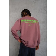Lushiowear Erkek Baskılı  Üç Iplik Pamuklu Sweat - Gül Kurusu