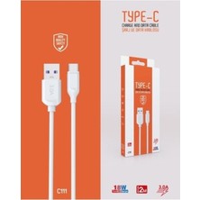 Eyepc 2 Metre Type C Kablo Hızlı Quick Şarj ve Data Kablosu 18W 3A / Type C Girişli / Şarz