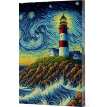 Van Gogh 8 - Deniz Feneri Çizgili Yan Boyamalı Defter