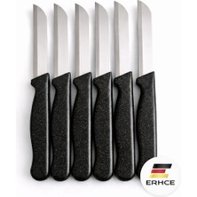 ERHCE Solingen 6'lı Siyah Alman Meyve Sebze Bıçağı Seti Simli Paslanmaz Çelik Bıçak