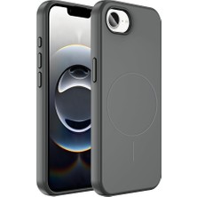 iPhone 17E Kılıf M-Safe Şarj Özellikli Sıvı Teknolojili Silinebilir Sert Zore Kivi Kapak - Titanyum-