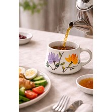 Rustik Çiçek Seramik Kupa Bardak Mug 200ML