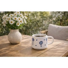 Seramik El Işlemesi Kahve Fincanı Kupa Mug Bardak Damla Nazar 200 cc