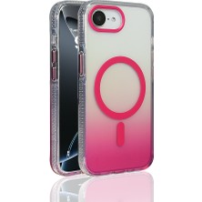 Rengareng iPhone 17E Kılıf M-Safe Şarj Özellikli Transparan Renk Geçişli Zore Toros Kapak - Rose Pembe