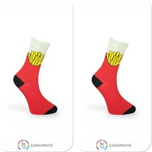 Çorapmatik Patates Kızartması Temalı Renkli Soket Çorap