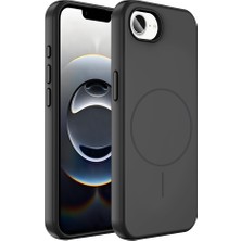 iPhone 17E Kılıf M-Safe Şarj Özellikli Sıvı Teknolojili Silinebilir Sert Zore Kivi Kapak - Siyah