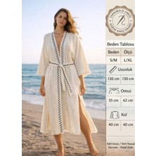 DNRYSL %60 Keten %40 Pamuk El Emeği Süzene Nakışlı Plaj Kaftanı, Nefes Alan ve Hızlı Kuruyan Kumaş