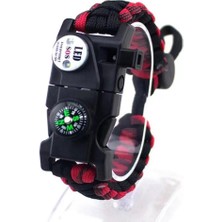 Nuveden Pusula,fenerli Yüksek Desibel Düdüklü Hayatta Kalma Kamp Bilekliği - Kırmızı DIE-RSTG34