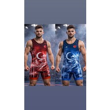More Sports More Güreş Mayosu Takimi (Kirmizi-Mavi)