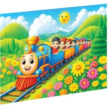 Renkli Tren Ahşap Puzzle