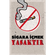 tp Retro Vintage 5 mm Ahşap Üzerine Sigara Içmek Yasaktır Temalı Poster Tablo 20X30 cm