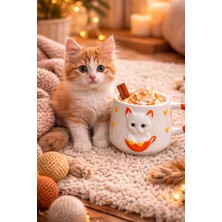 Kabartma Kedi Figürlü Özel El Işi Sermaik Kupa 200ML