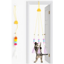 Lataris Renkli Kedi Oyuncağı Çıngıraklı Yapışkanlı Askılı Elastik Kedi Oyun Oltası