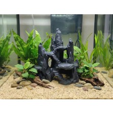 BarsDepo Akvaryum Dekor Kayalık Kale Mağarası – Balık Saklanma Alanı | Terrarium Uyumlu 14 cm