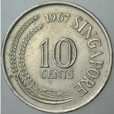 Banknoting Singapur 10 Cent 1967 Denizatı Temalı.