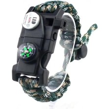 Store Mania Ieg™ Pusula,fenerli Yüksek Desibel Düdüklü Hayatta Kalma Kamp Bilekliği - Karışık Yeşil
