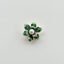 Vesce Atelier Yeşil Incili Çiçek Broş